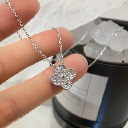 [Baslove]CLOVER 15MM DIAMOND SINGLE FLOWER NECKLACE