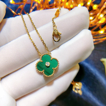 [Baslove]CLOVER 15MM DIAMOND TURQUOISE NECKLACE