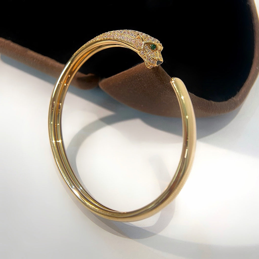 [AURORA]PANTHERE HALF DIAMOND OPEN BRACELET