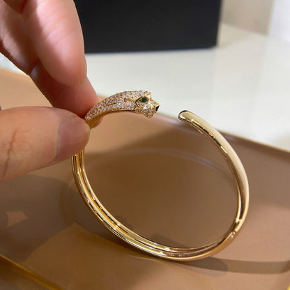 [AURORA]PANTHERE HALF DIAMOND OPEN BRACELET