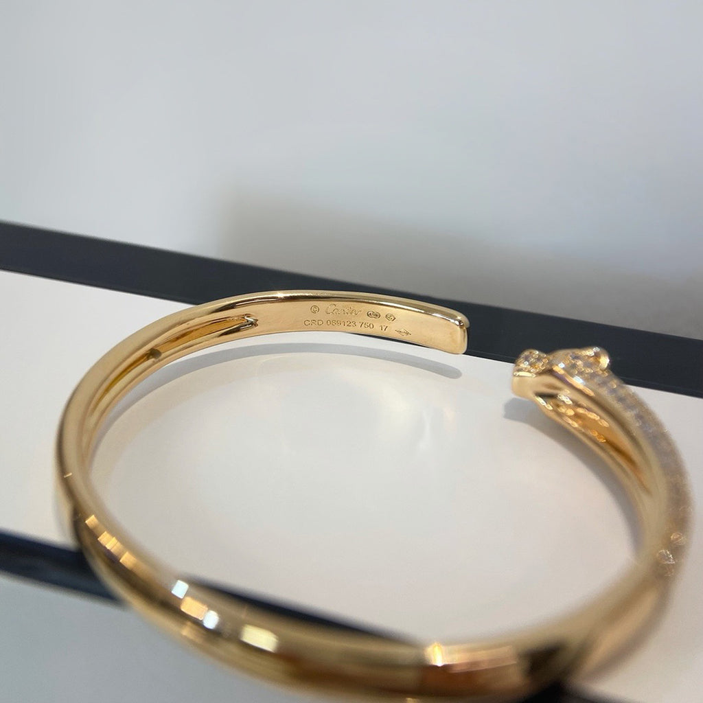 [AURORA]PANTHERE HALF DIAMOND OPEN BRACELET