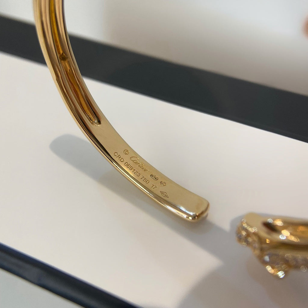 [AURORA]PANTHERE HALF DIAMOND OPEN BRACELET