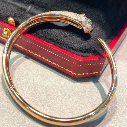 [AURORA]PANTHERE HALF DIAMOND OPEN BRACELET