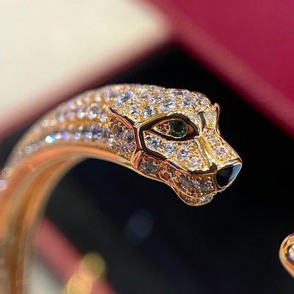 [AURORA]PANTHERE HALF DIAMOND OPEN BRACELET