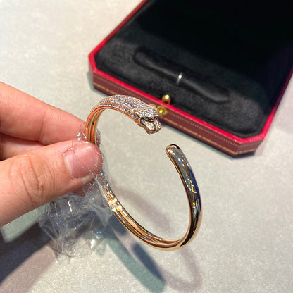 [AURORA]PANTHERE HALF DIAMOND OPEN BRACELET