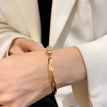 [AURORA]PANTHERE HALF DIAMOND OPEN BRACELET