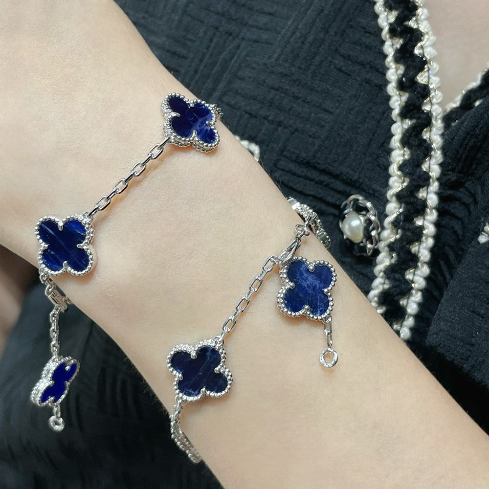 [Baslove]CLOVER 5 MOTIF PIETERSITE SILVER BRACELET