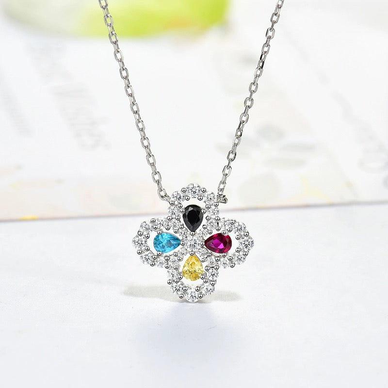 [Baslove]LOOP NECKLACE FULL MOTIF DIAMOND 16MM MULTIPLE COLORS