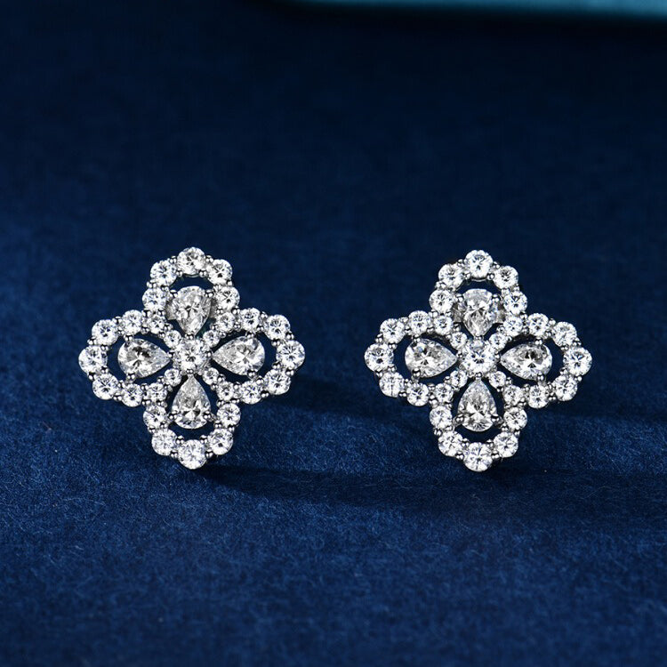 [Baslove]LOOP EARRINGS FULL MOTIF DIAMOND 16MM SILVE