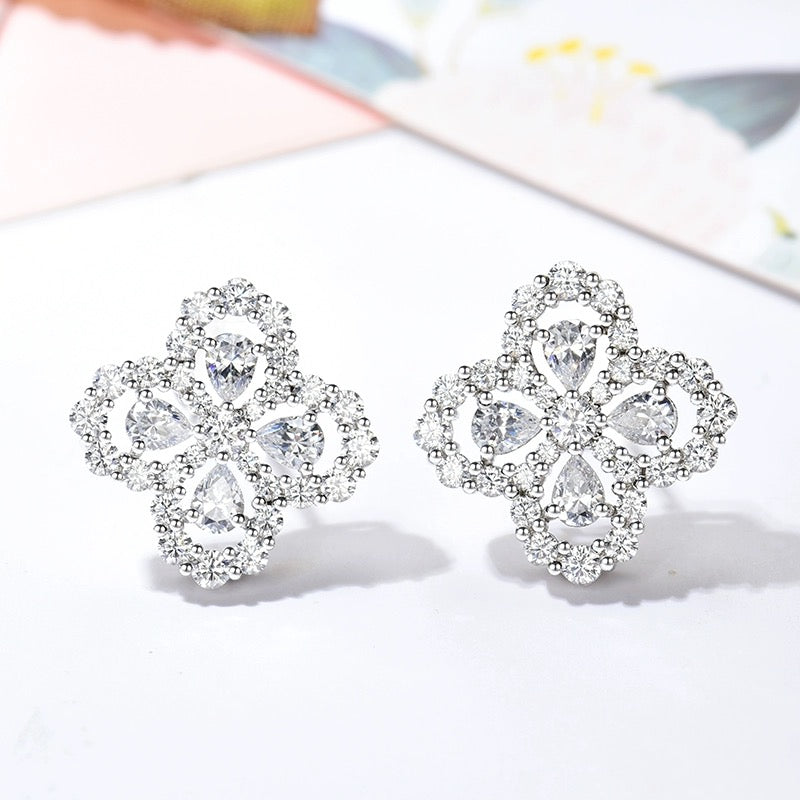 [Baslove]LOOP EARRINGS FULL MOTIF DIAMOND 16MM SILVE