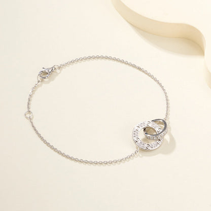 [AURORA]LOVE DOUBLE RING FULL DIAMOND BRACELET