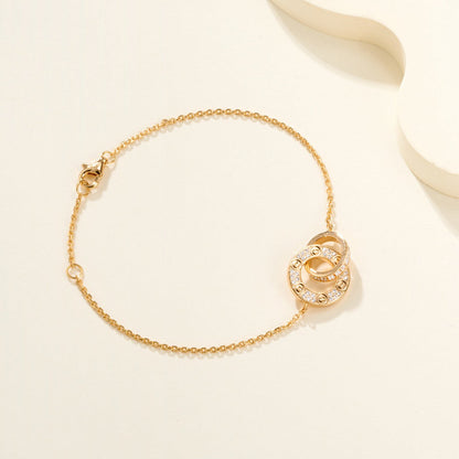 [AURORA]LOVE DOUBLE RING FULL DIAMOND BRACELET
