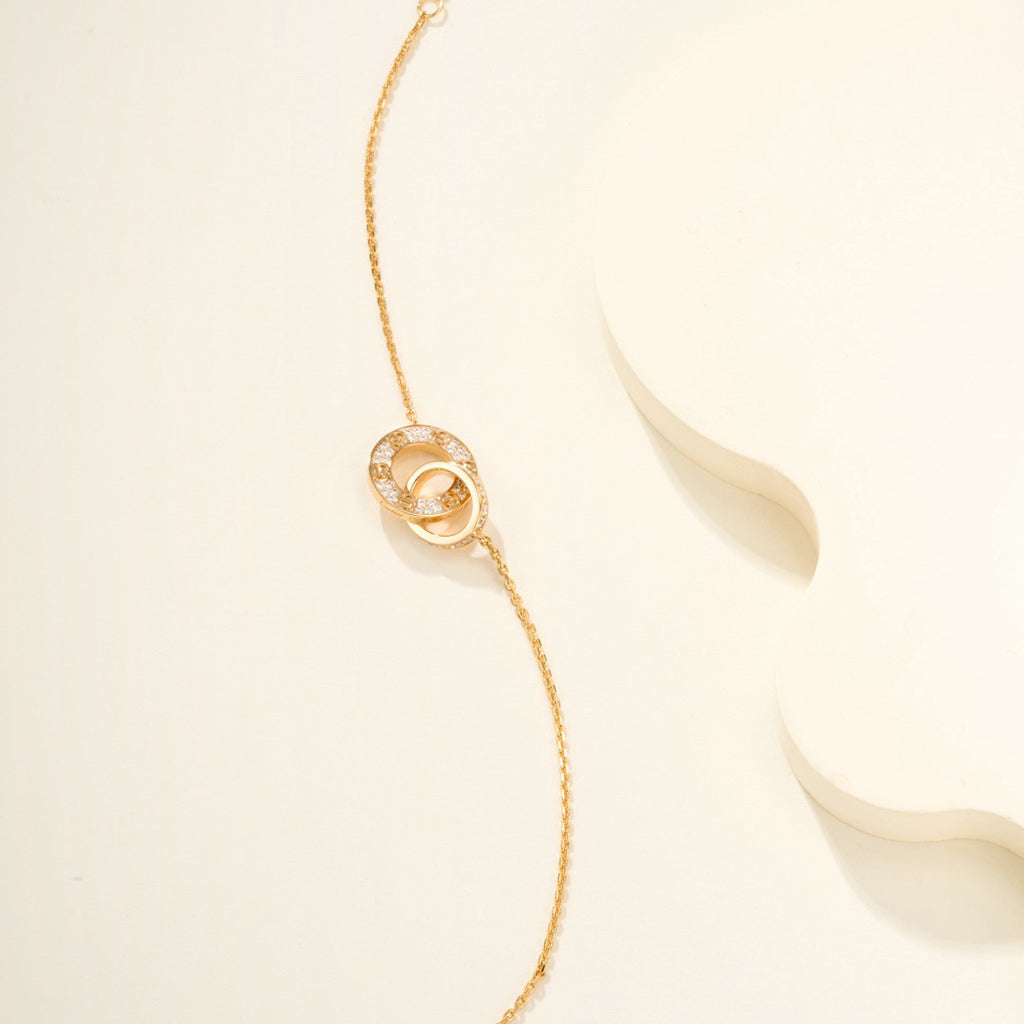 [AURORA]LOVE DOUBLE RING FULL DIAMOND BRACELET