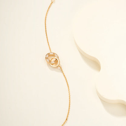 [AURORA]LOVE DOUBLE RING FULL DIAMOND BRACELET