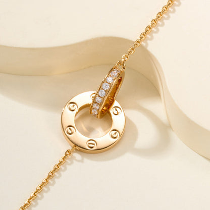 [AURORA]LOVE DOUBLE RING FULL DIAMOND BRACELET