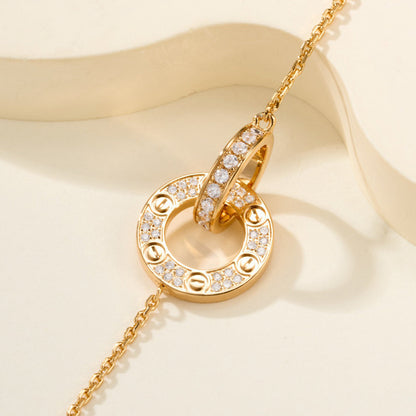 [AURORA]LOVE DOUBLE RING FULL DIAMOND BRACELET