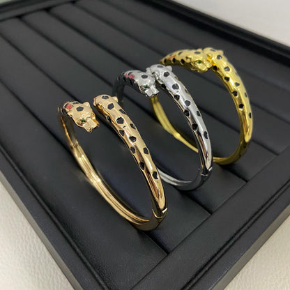 [AURORA]PANTHERE DOUBLE HEADED OPEN BRACELET