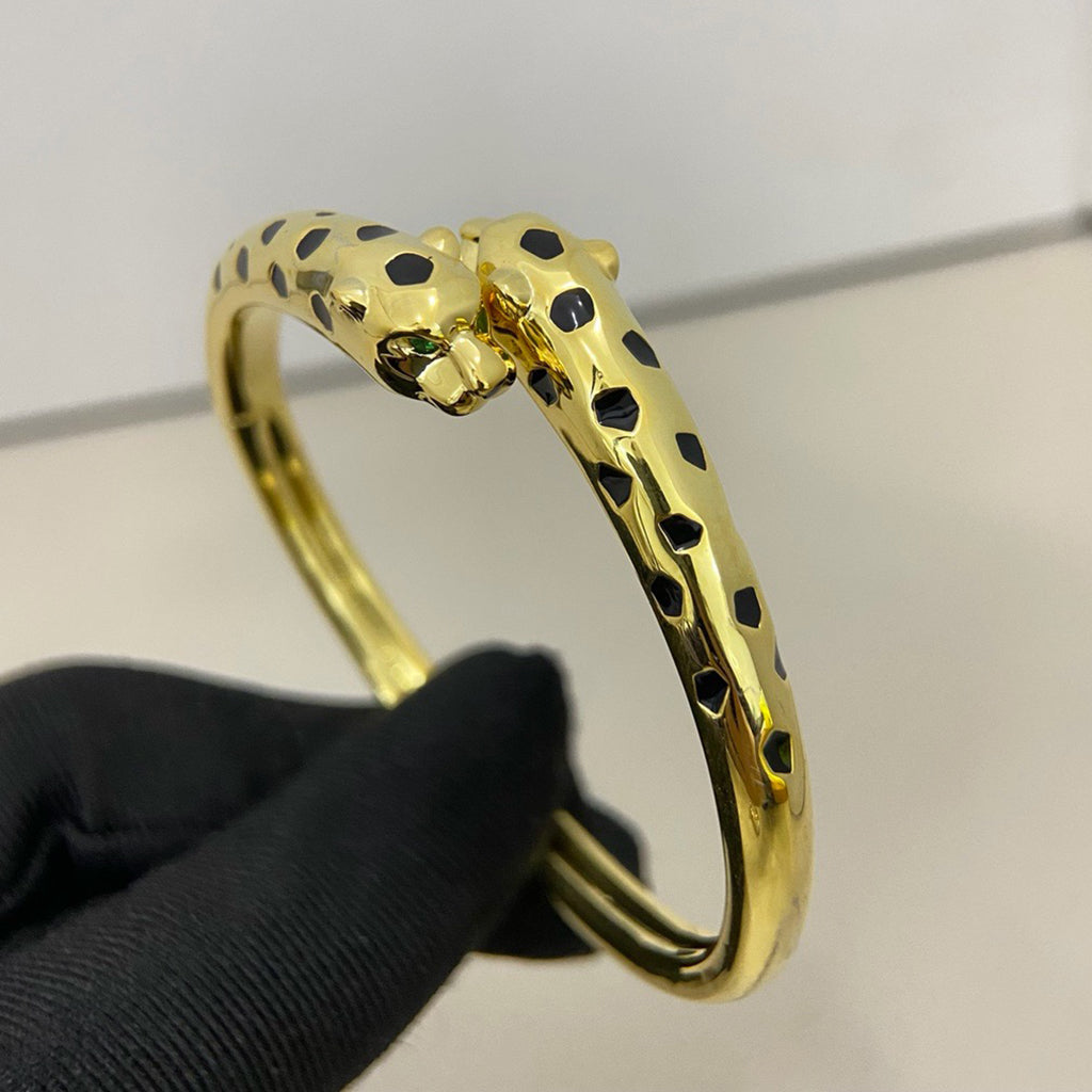 [AURORA]PANTHERE DOUBLE HEADED OPEN BRACELET