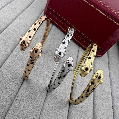 [AURORA]PANTHERE DOUBLE HEADED OPEN BRACELET