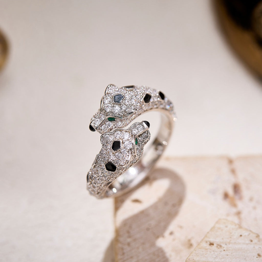 [AURORA]PANTHERE DOUBLE HEADED FULL DIAMOND  RING