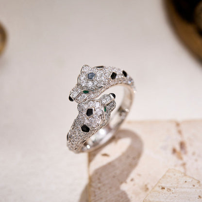 [AURORA]PANTHERE DOUBLE HEADED FULL DIAMOND  RING