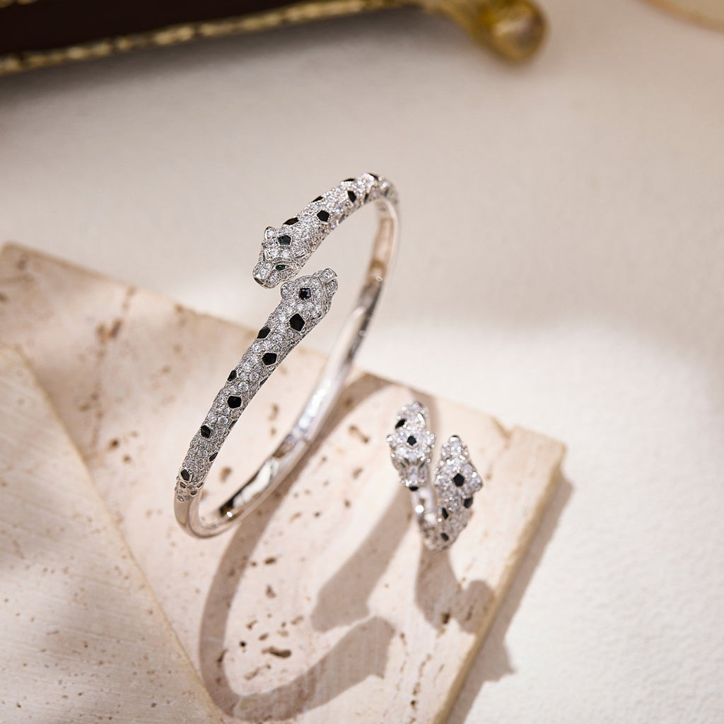 [AURORA]PANTHERE DOUBLE HEADED FULL DIAMOND  RING