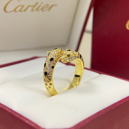 [AURORA]PANTHERE DOUBLE HEADED FULL DIAMOND  RING