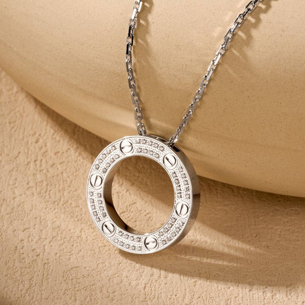 [AURORA]LOVE NECKLACE 16MM  FULL DIAMOND