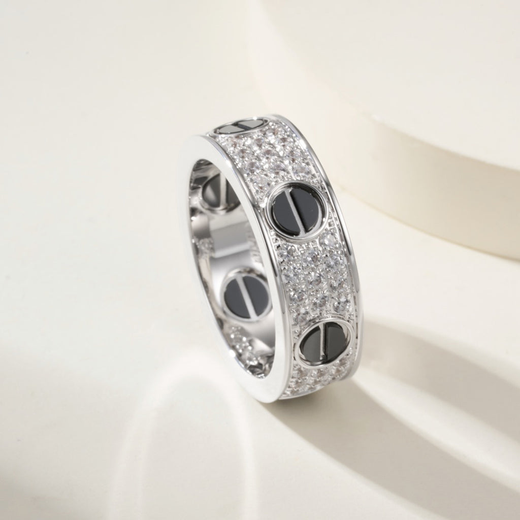[AURORA]LOVE RING 5.5MM DIAMONDS PAVED CERAMIC