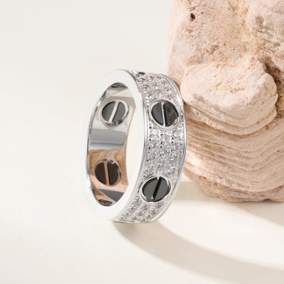[AURORA]LOVE RING 5.5MM DIAMONDS PAVED CERAMIC