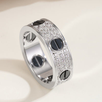 [AURORA]LOVE RING 5.5MM DIAMONDS PAVED CERAMIC