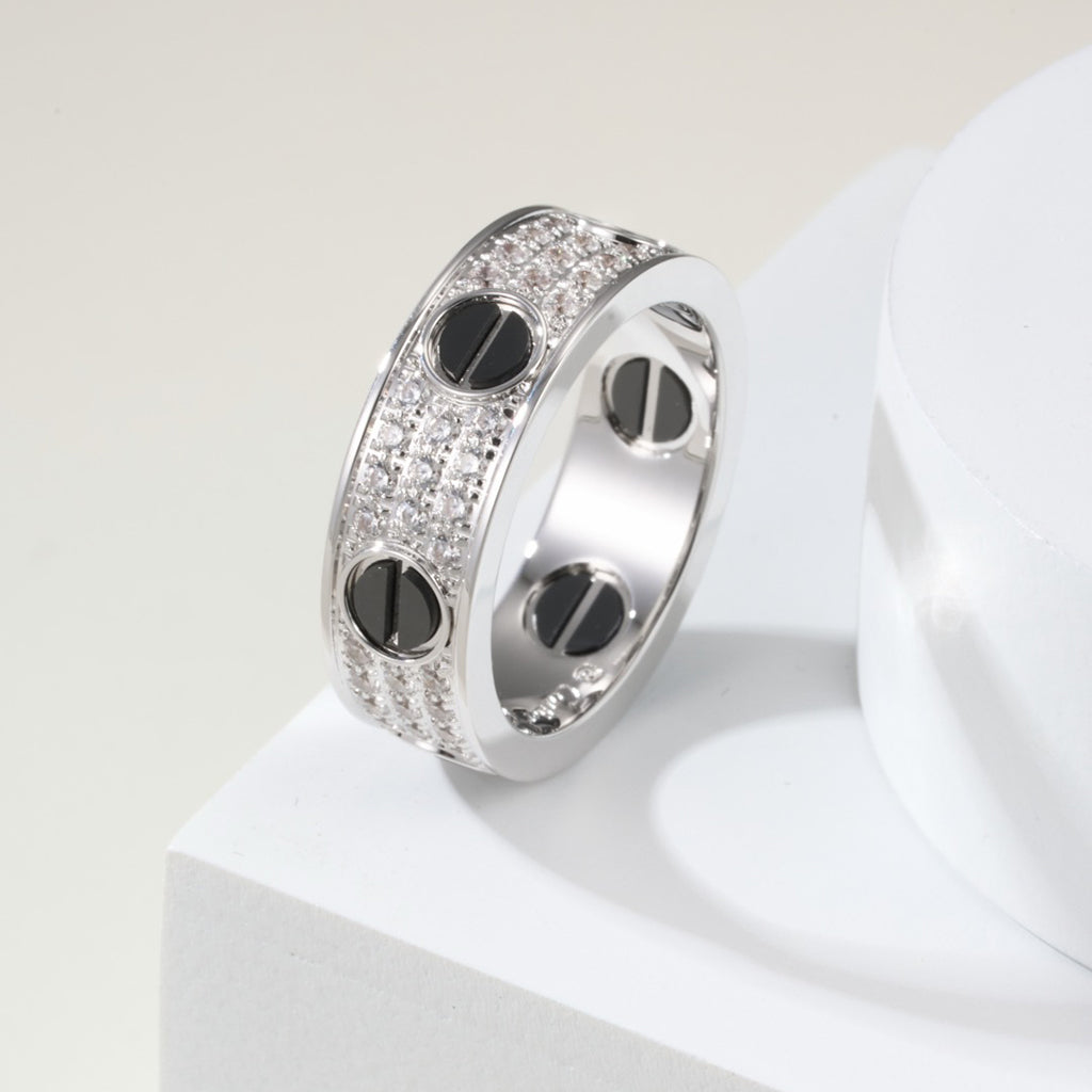 [AURORA]LOVE RING 5.5MM DIAMONDS PAVED CERAMIC