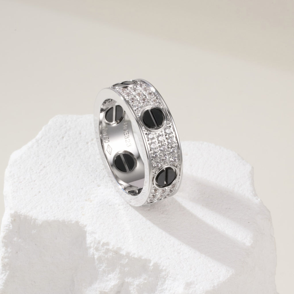 [AURORA]LOVE RING 5.5MM DIAMONDS PAVED CERAMIC