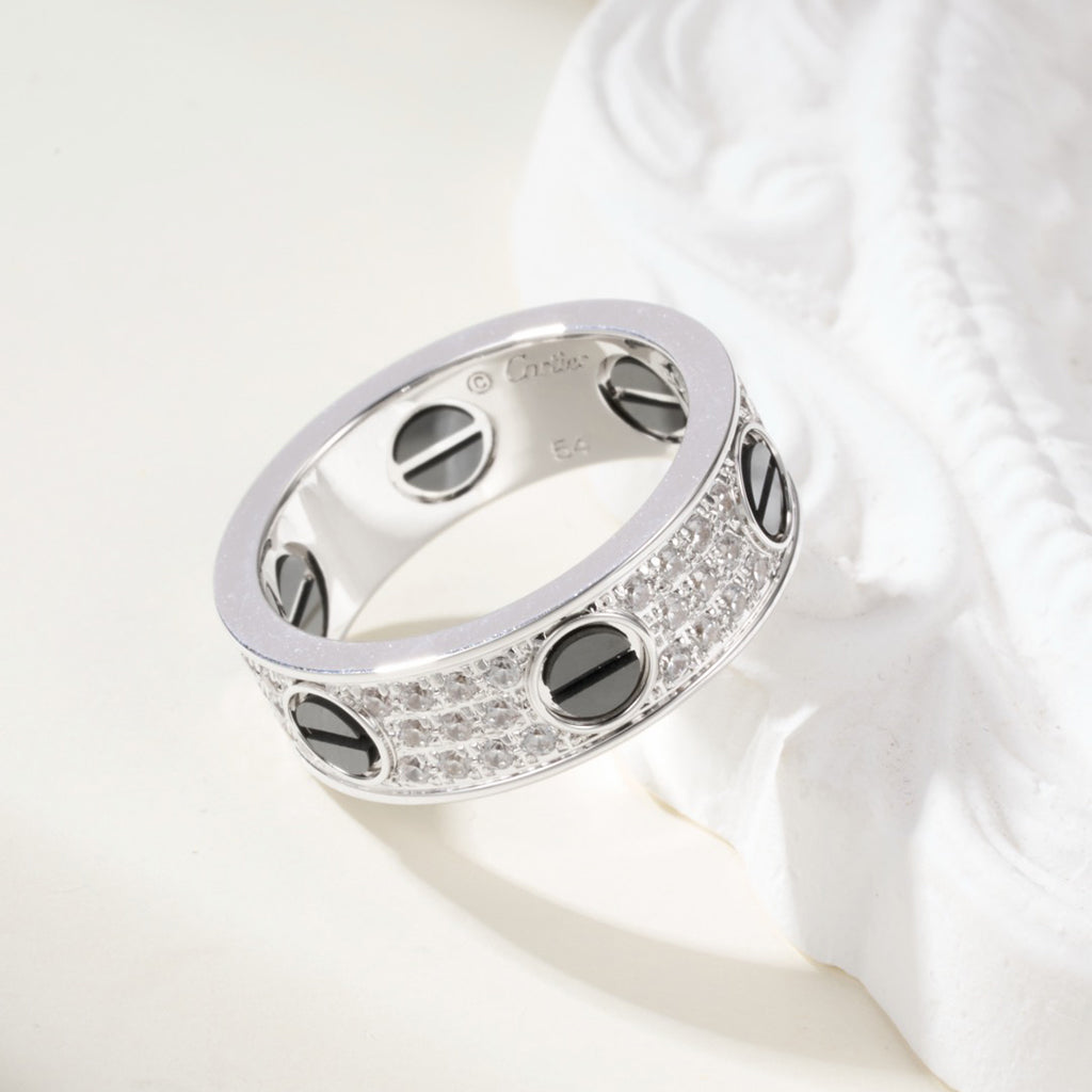 [AURORA]LOVE RING 5.5MM DIAMONDS PAVED CERAMIC