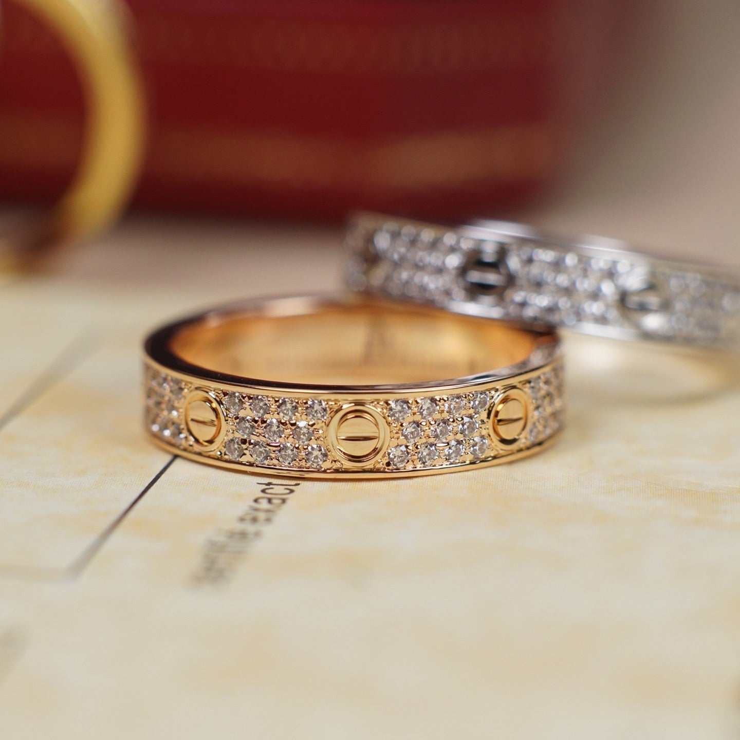 [AURORA]LOVE RING 4.0MM DIAMOND PAVED