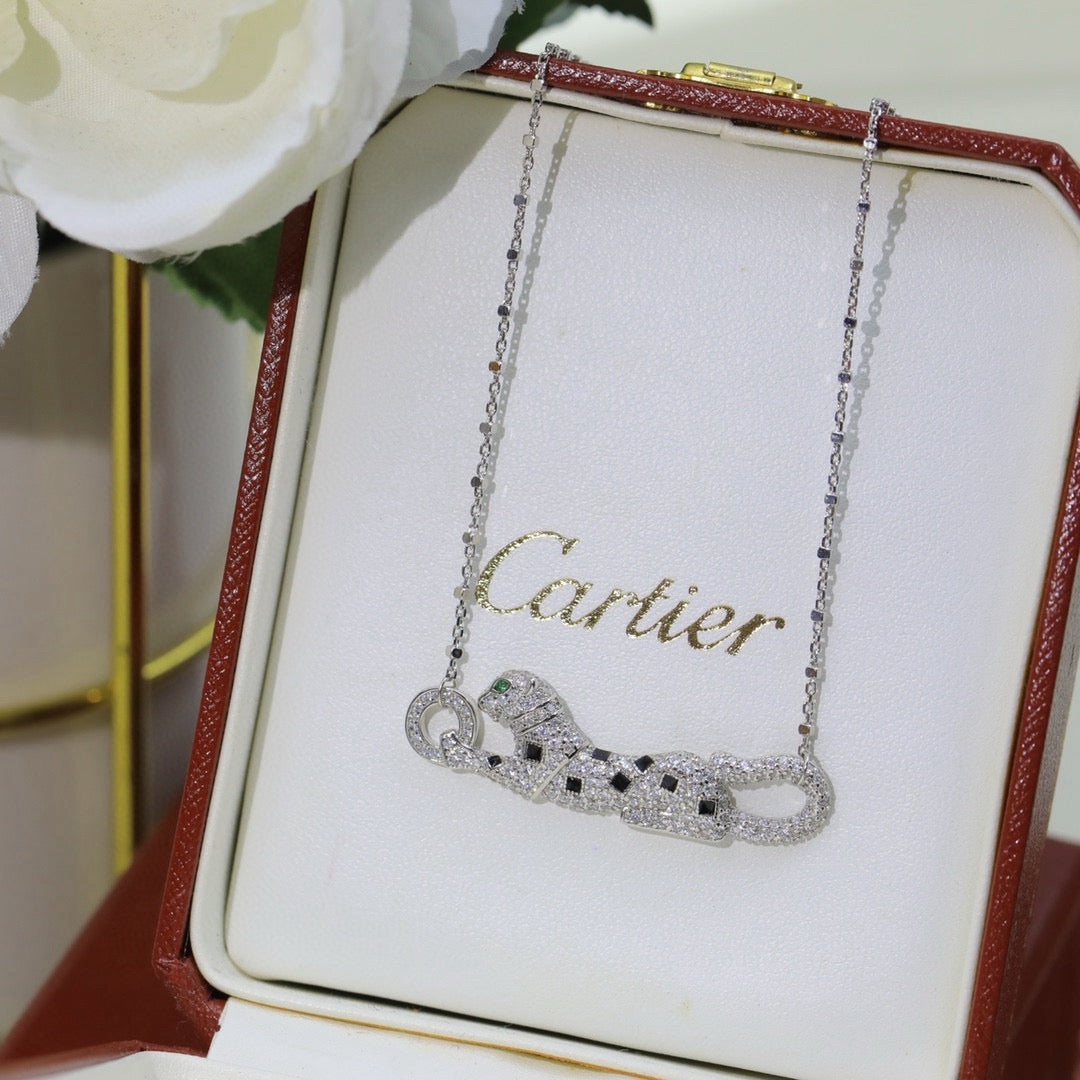 [AURORA]PANTHERE PAVED DIAMOND NECKLACE
