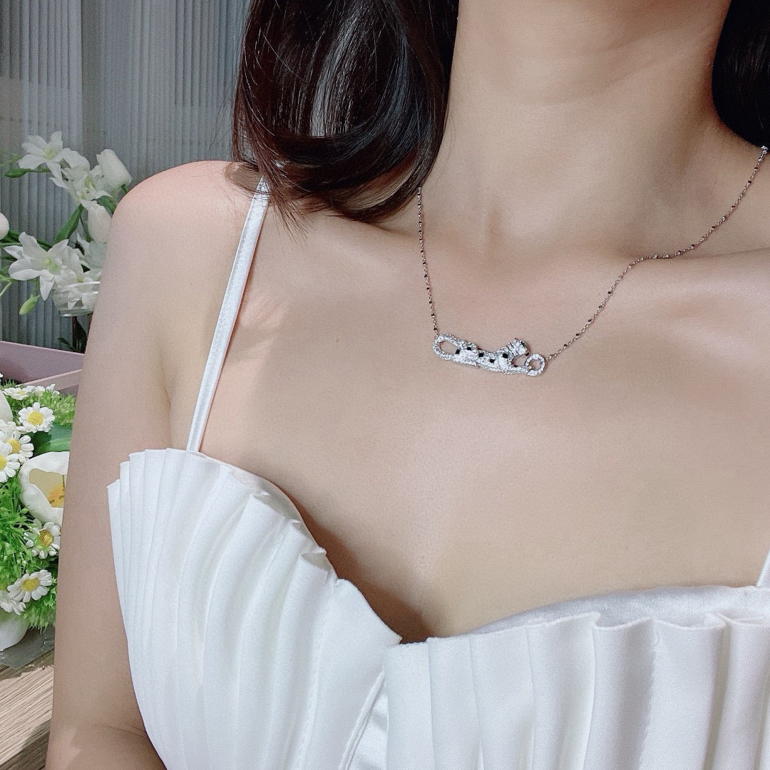 [AURORA]PANTHERE PAVED DIAMOND NECKLACE