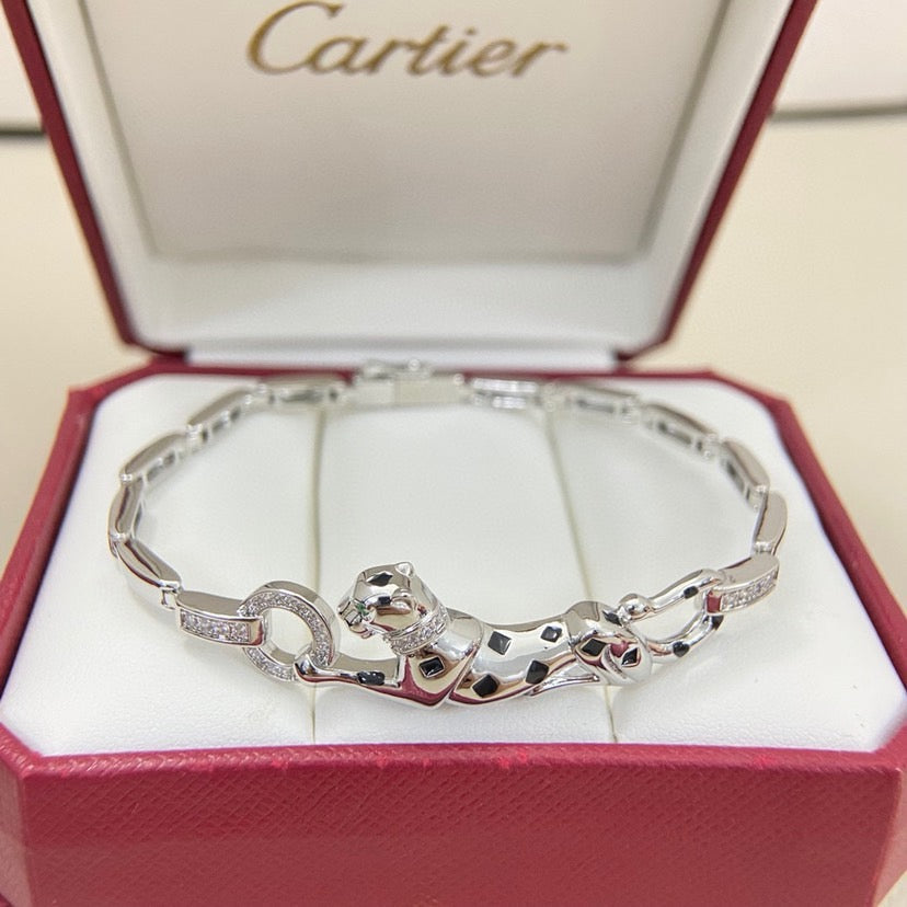 [AURORA]PANTHERE HALF DIAMOND ON CHAIN BRACELET