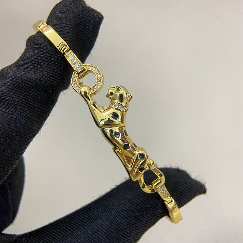 [AURORA]PANTHERE HALF DIAMOND ON CHAIN BRACELET
