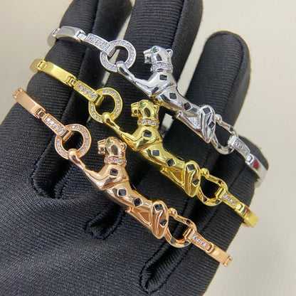 [AURORA]PANTHERE HALF DIAMOND ON CHAIN BRACELET