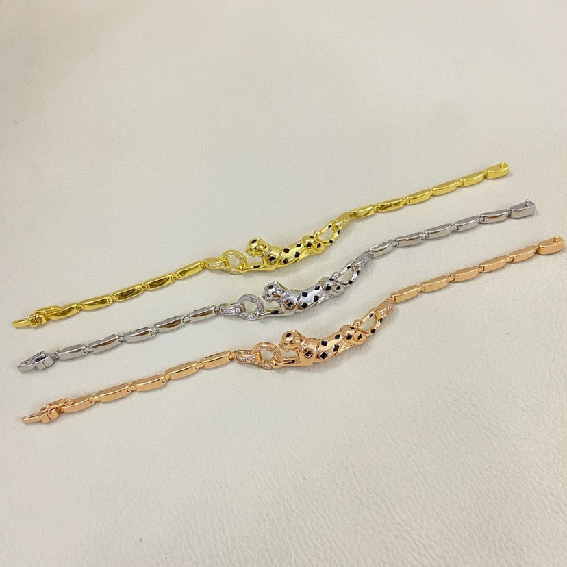 [AURORA]PANTHERE HALF DIAMOND ON CHAIN BRACELET