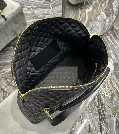 ES GIANT 56 BLACK COWHIDE LEATHER TRAVEL BAG