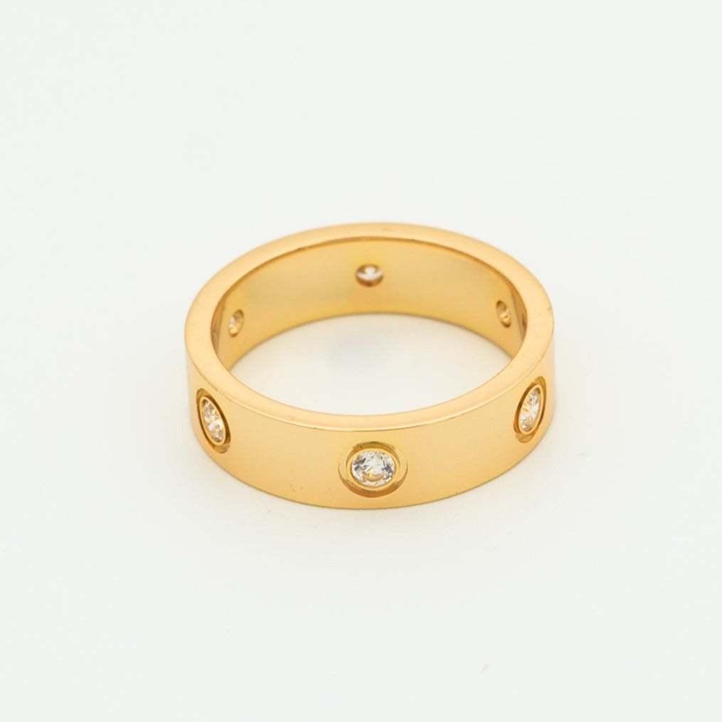 [Baslove]LOVE RING 5.5MM 6 DIAMONDS PINK GOLD