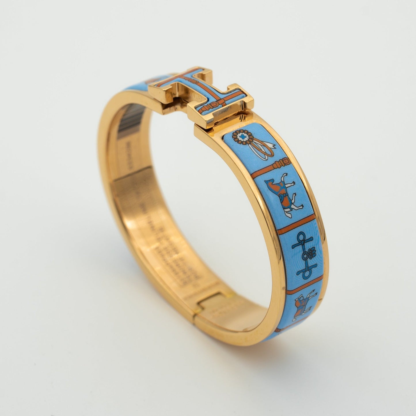 [Baslove]H PINK GOLD BRACELET BLUE CERAMIC