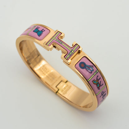 [Baslove]H PINK GOLD BRACELET PINK CERAMIC