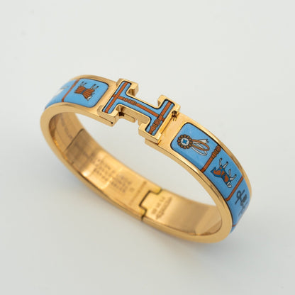 [Baslove]H PINK GOLD BRACELET BLUE CERAMIC