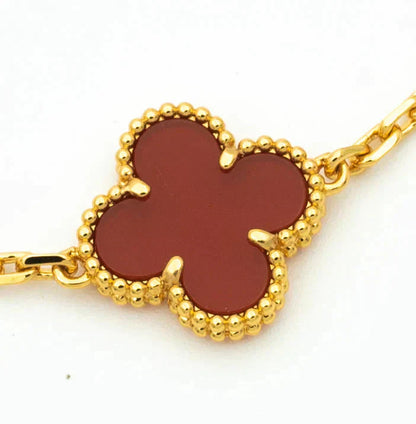 [Baslove]CLOVER  5 MOTIFS CARNELIAN GOLD BRACELET