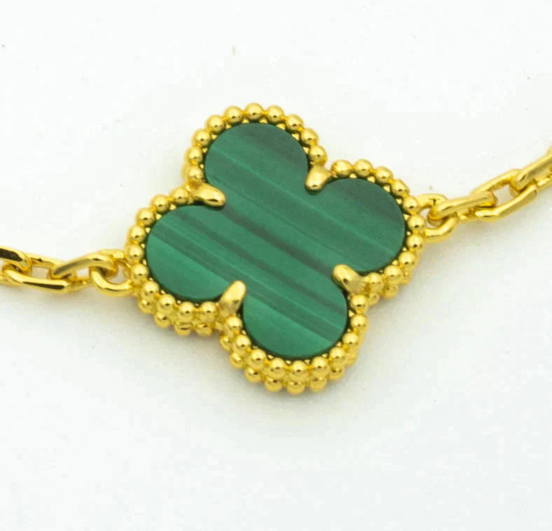 [Baslove]CLOVER  5 MOTIF MALACHITE DIAMOND BRACELET