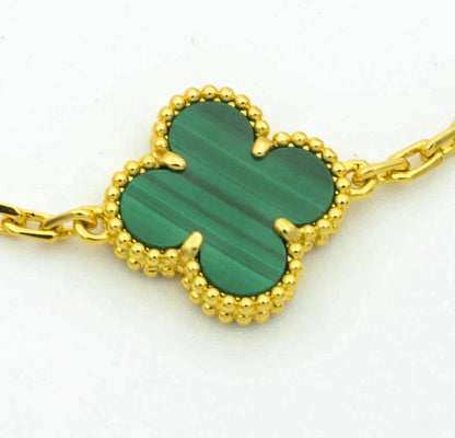 [Baslove]CLOVER  5 MOTIF MALACHITE DIAMOND BRACELET