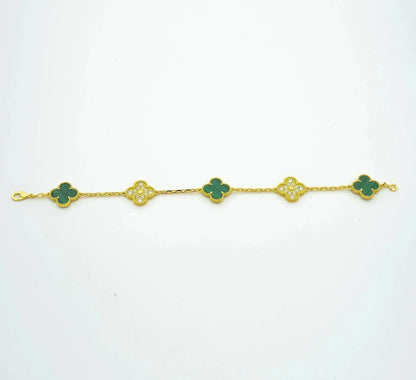 [Baslove]CLOVER  5 MOTIF MALACHITE DIAMOND BRACELET